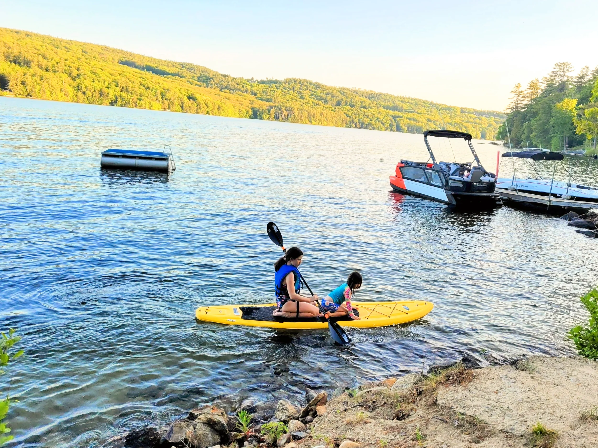 paddle boarding, squam lake, kayak, new hampshire