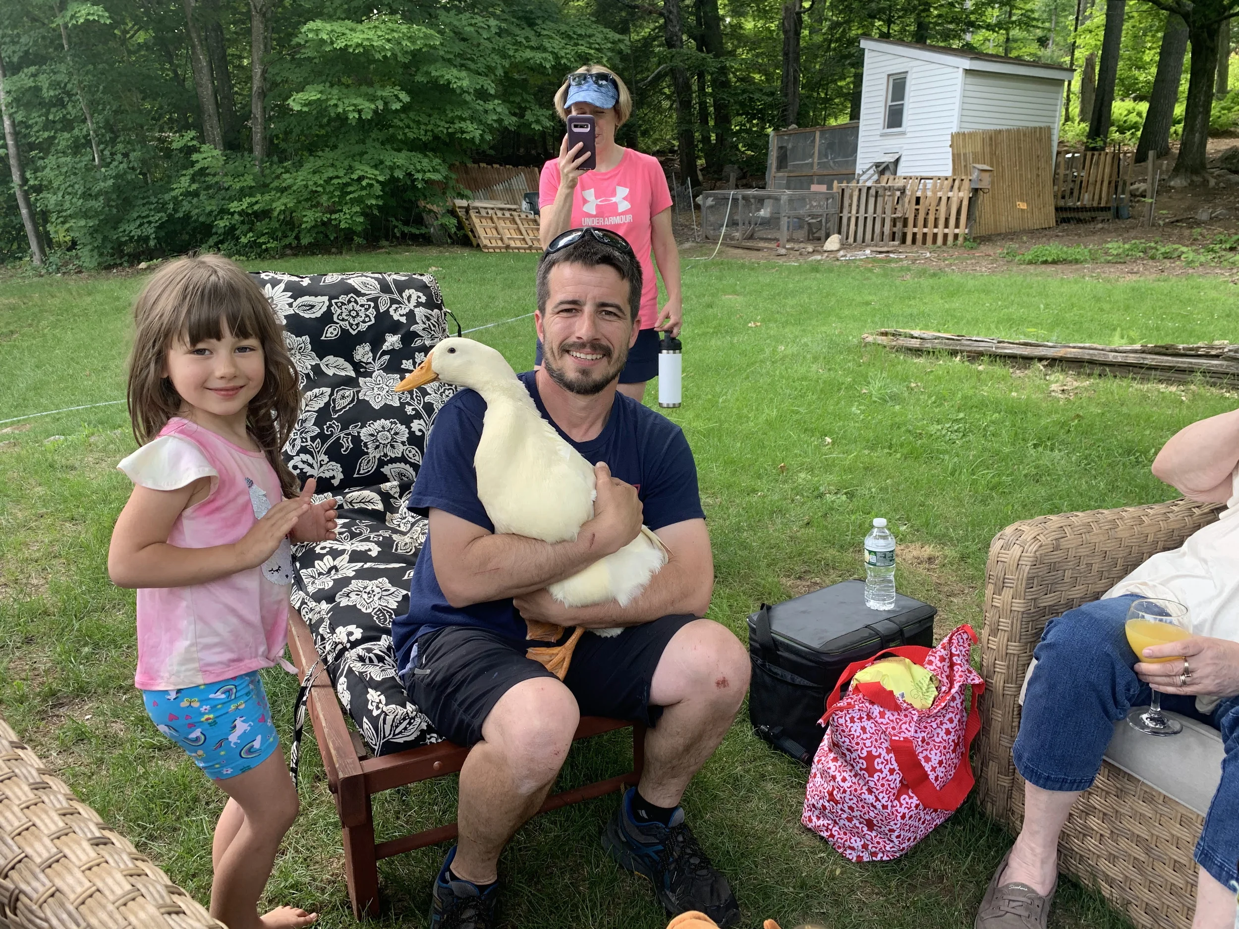 Family petting animals 