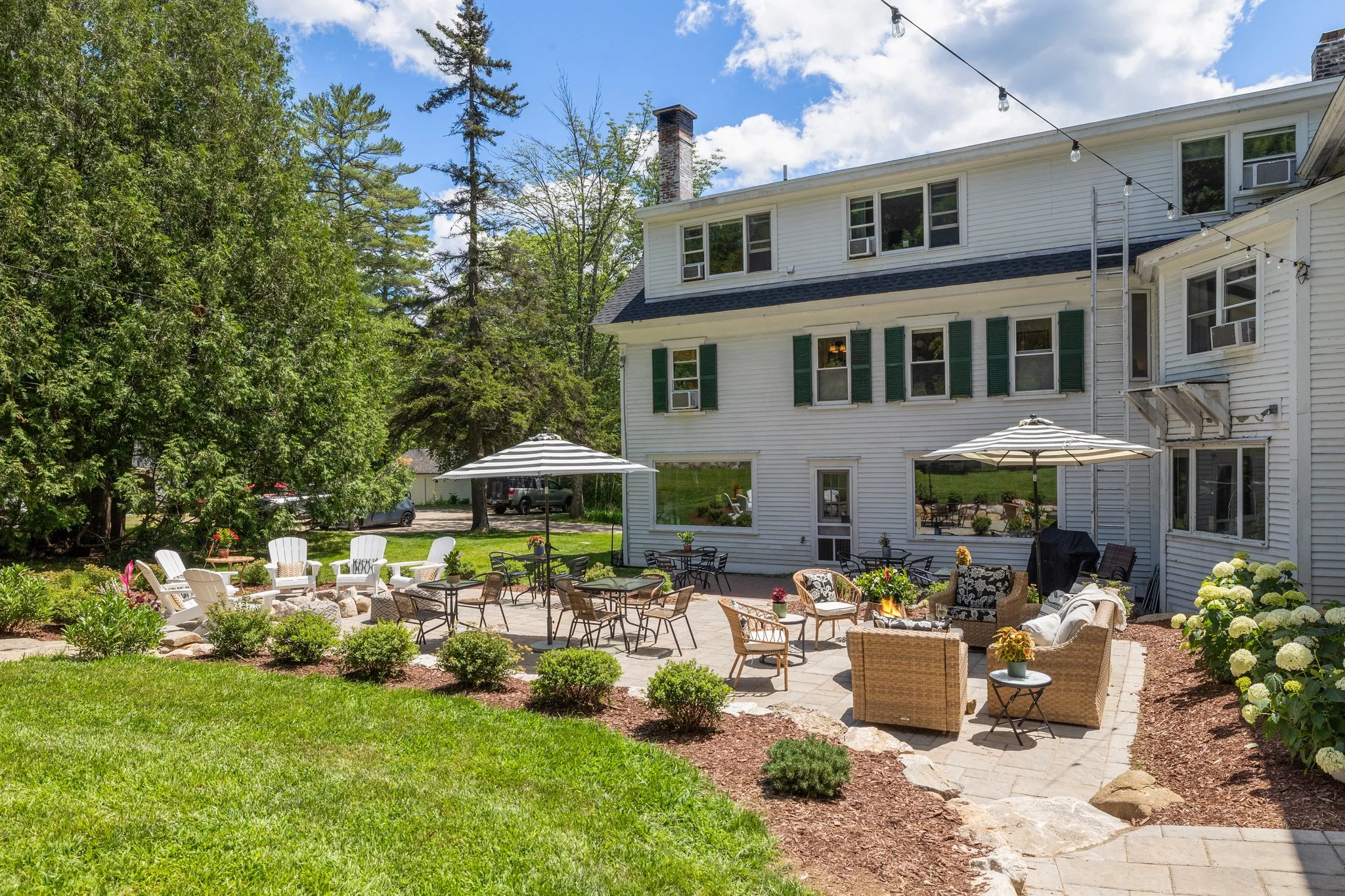 Patio, firepit, beautiful backyard, Squam Lake, Holderness