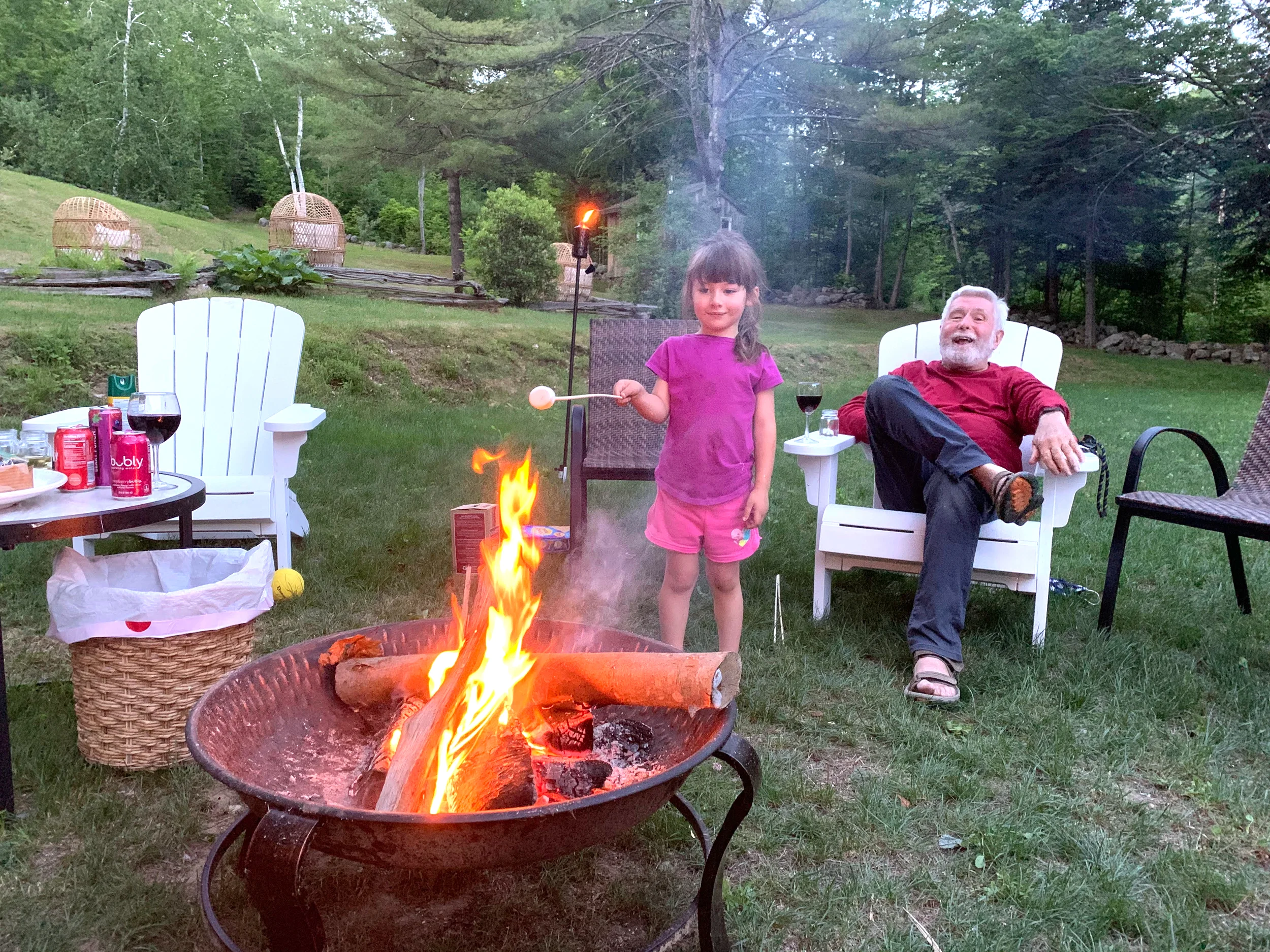 Family making smores