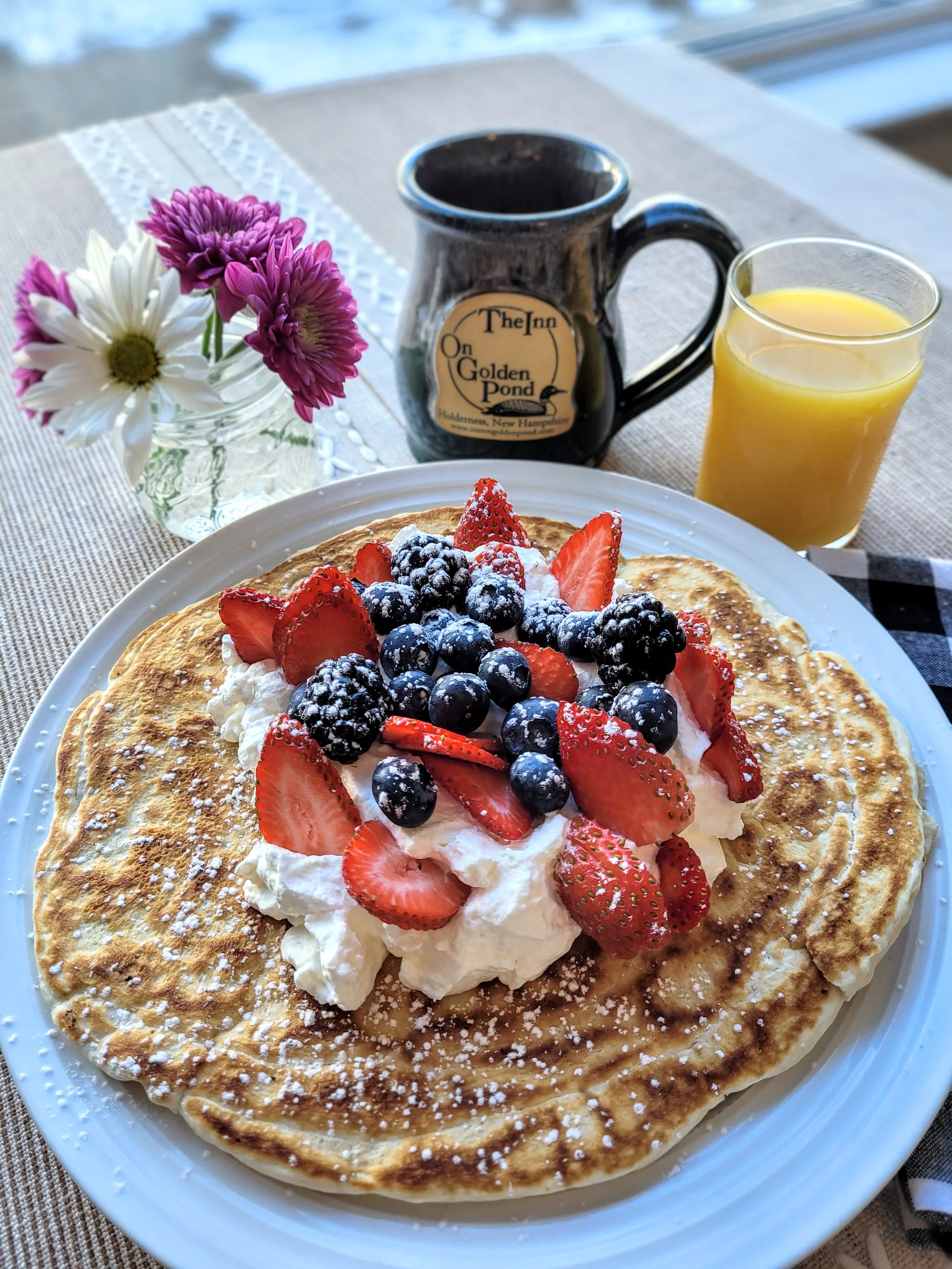 Fresh whipped cream, breakfast, new hampshire, squam lake